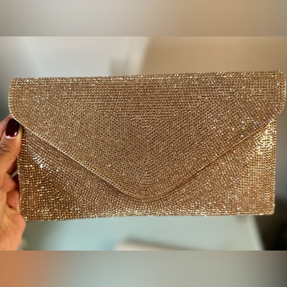 Rose Gold Rhinestones Envelope Glam Bag - NYE - Picture 1 of 3